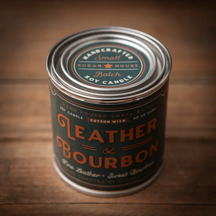 Leather and Bourbon 8oz Paint Can Candle