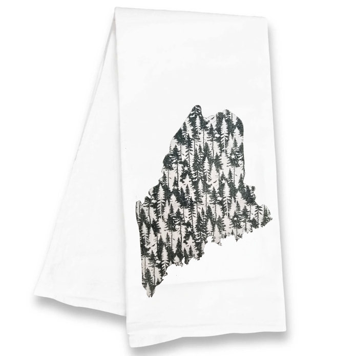 Maine State Trees Kitchen Tea Towel