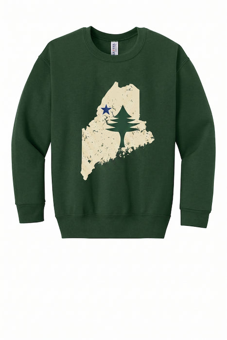 Youth Maine State Flag Crewneck