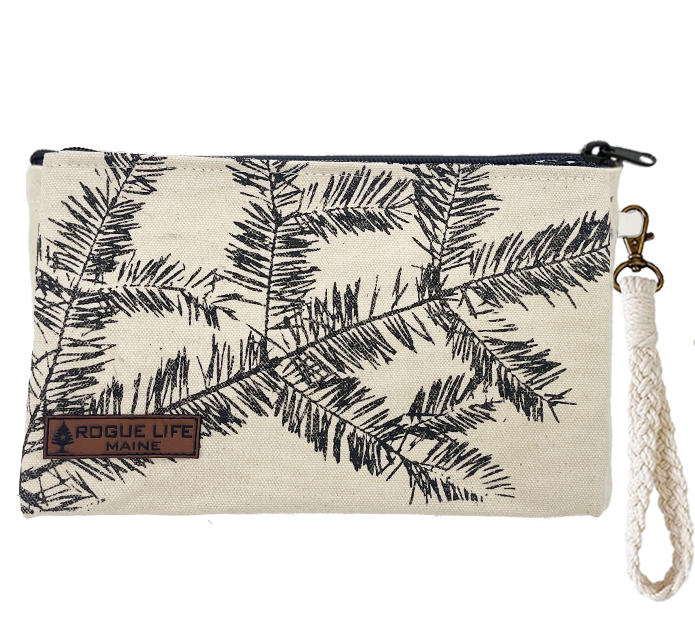 Tree Farm Spruce Zipper Pouch Wristlet BLACK