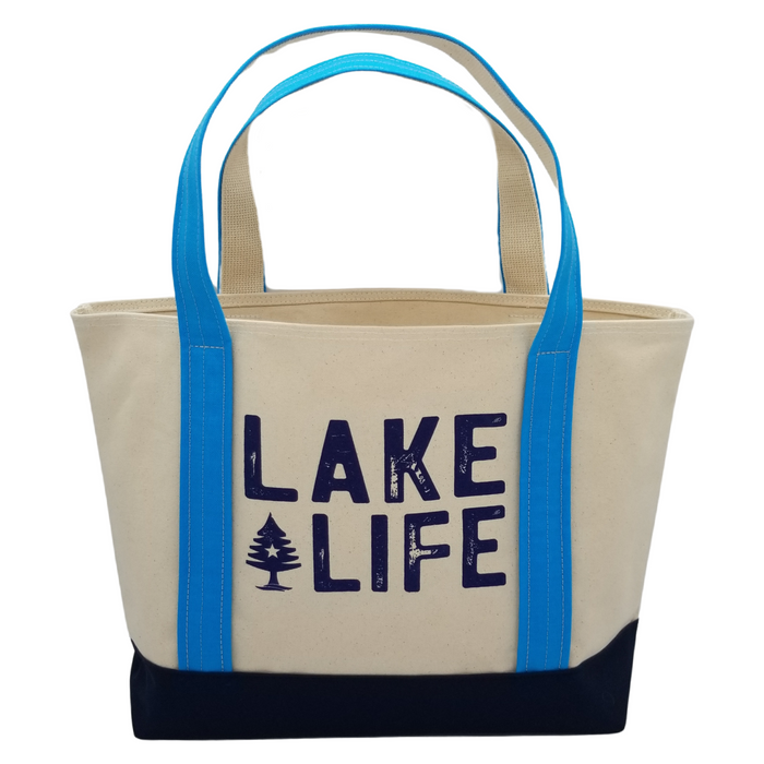 Lake Life Large Tote Bag With Canvas Pocket