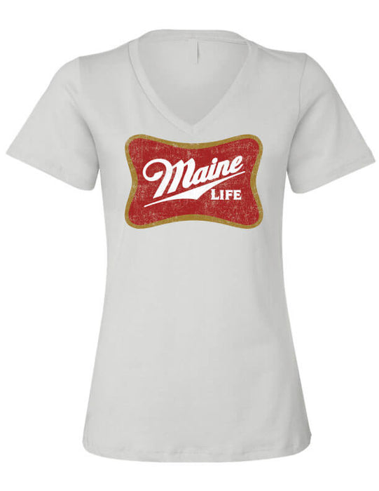 Rogue Life Maine_ White T-shirt V-neck 100% cotton Relaxed Fit 