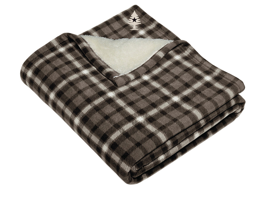 Plush Eddie Bauer Gray Plaid Fleece Blanket