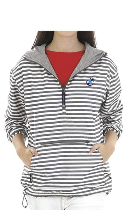 Womens Striped Windbreaker Lined Pullover-Anchor