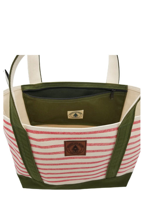Rogue's Red Striped Large Tote Bag - Moss